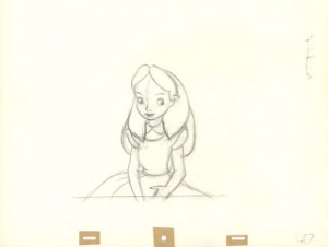 alice looking a doorknob